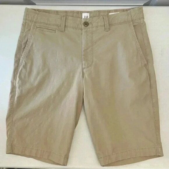 GAP Men’s Shorts 12” Stretch Casual Flat Front Chino Shorts Iconic Khaki Tan 31 - Picture 14 of 14